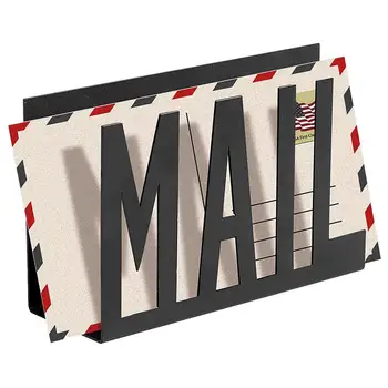 Настолна поставка за поща Метален настолен рафтове за съхранение на поща, Голям капацитет Външен дизайн Черна пощенска стойка за училище Офис у дома