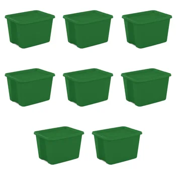 Пластмасов контейнер Sterilite на 18 литра, Elf Green, комплект от 8