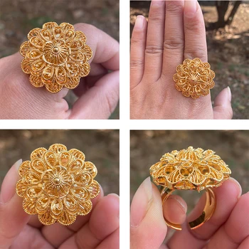 Пръстен от эфиопского злато за жени, подаръци африка приятелки, бижута, Годежен пръстен с регулируема, големи пръстени преувеличени